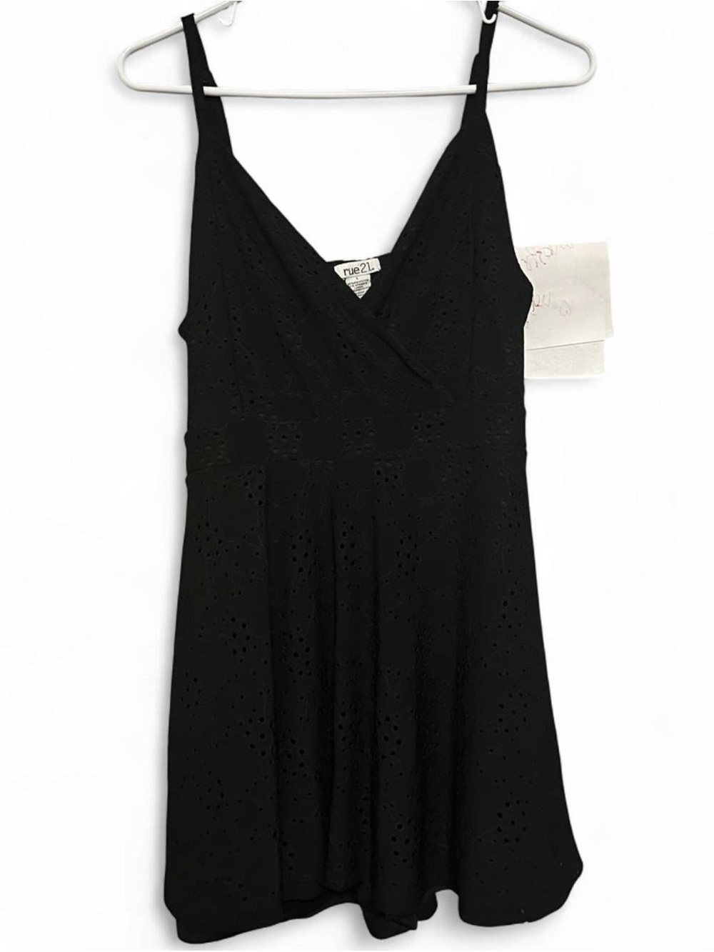 rue21 Black Eyelet V-Neck Spaghetti Strap Mini Dress
